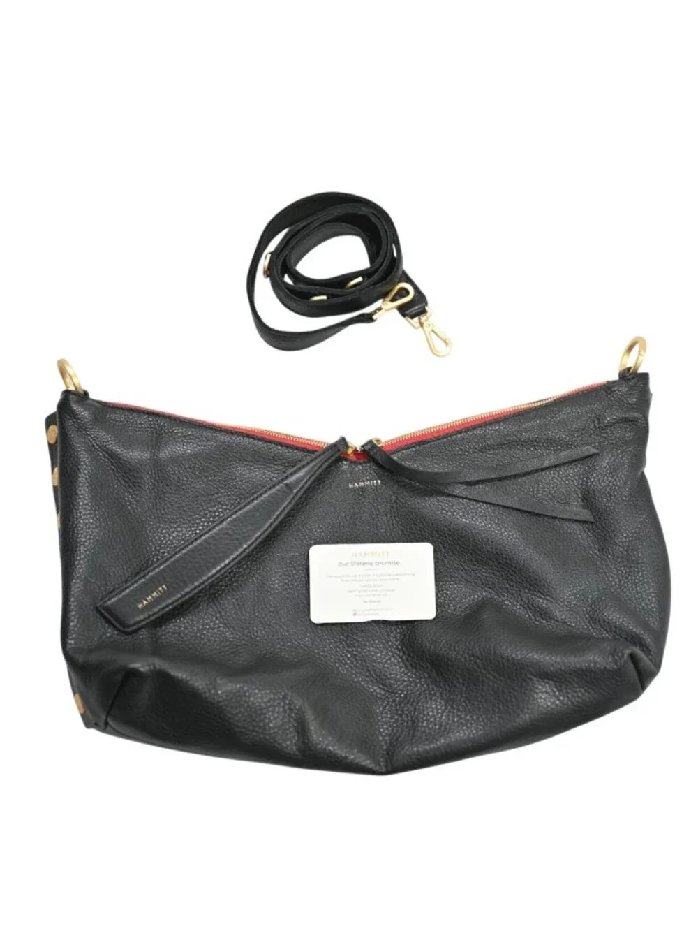 Hammitt Mr. G Bag in Black​/​Brushed Gold Hammered Red Zip